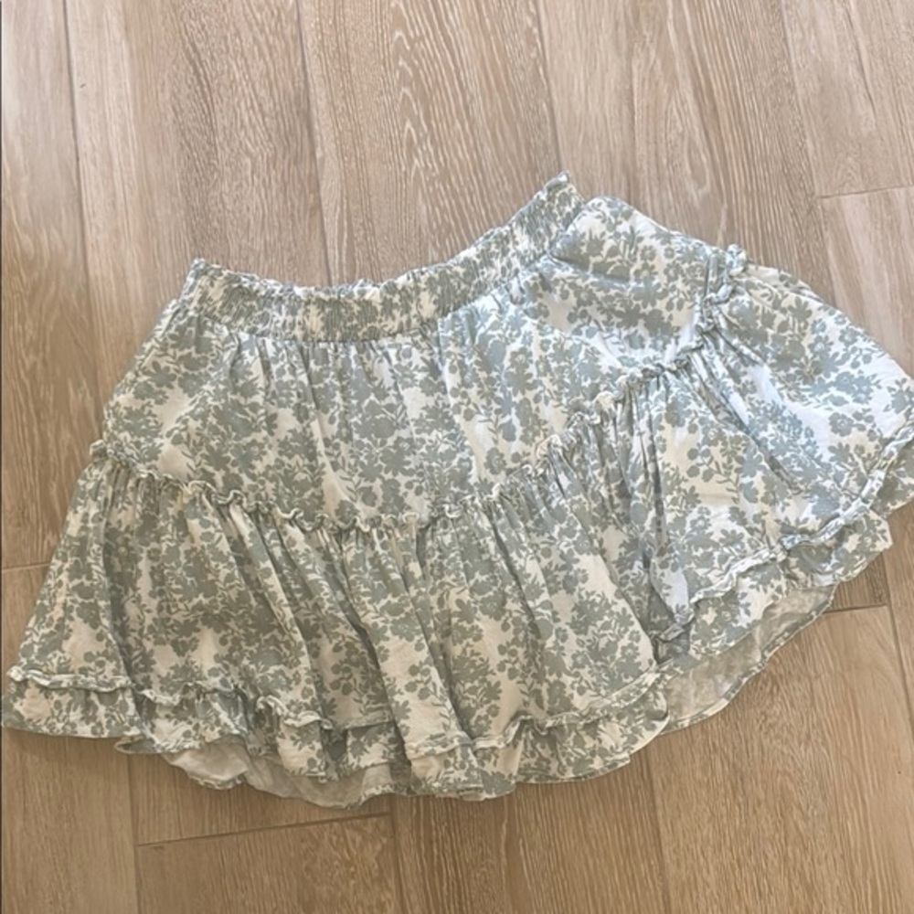 Shore Floral Ruffle Mini Skirt with Attached Shorts XS
